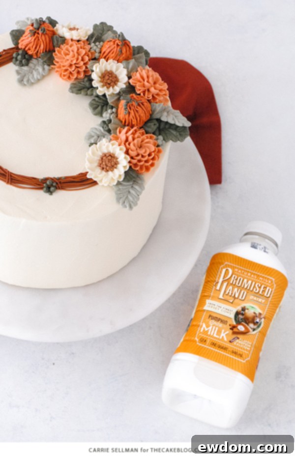 Cozy Pumpkin Spice Treat 4 Closeup of the beautifully layered Pumpkin Spice Cake with smooth frosting