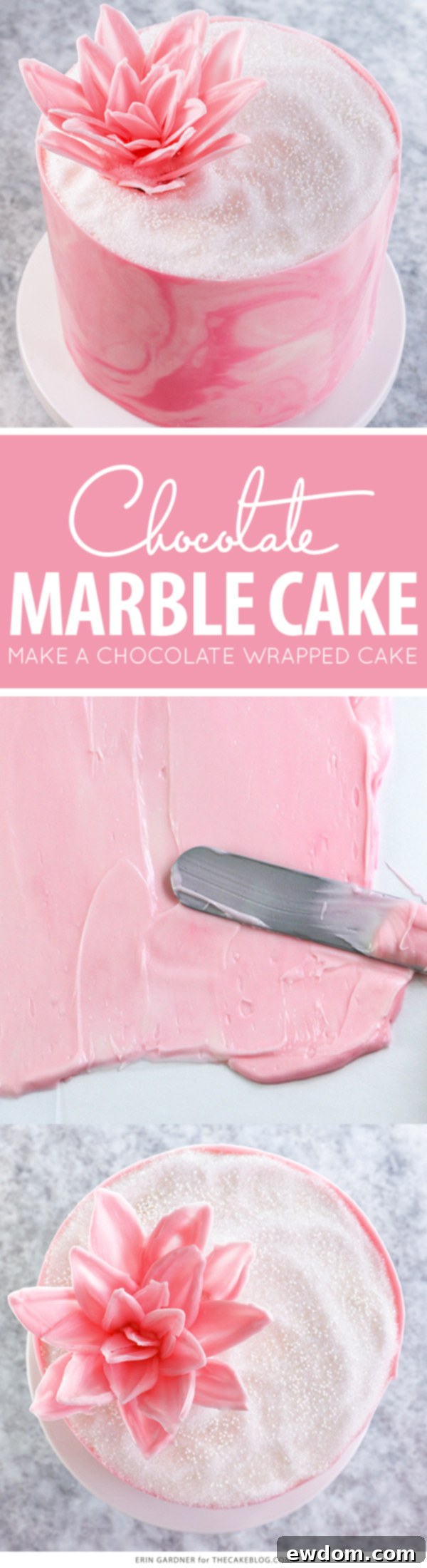 Zebra Chocolate Cake 2 Marbled Chocolate Cake - how to wrap a cake with marbled chocolate | by Erin Gardner for TheCakeBlog.com