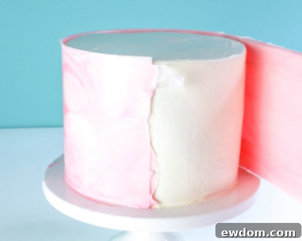 Zebra Chocolate Cake 21 Marbled Chocolate Cake - how to wrap a cake with marbled chocolate | by Erin Gardner for TheCakeBlog.com