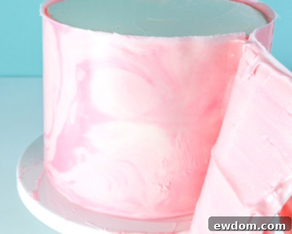 Zebra Chocolate Cake 22 Marbled Chocolate Cake - how to wrap a cake with marbled chocolate | by Erin Gardner for TheCakeBlog.com