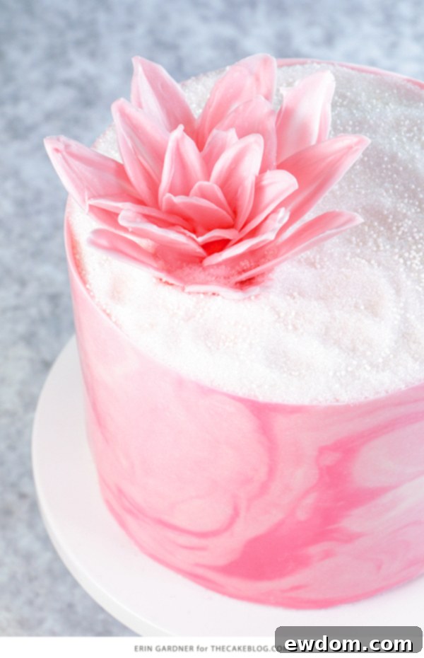 Zebra Chocolate Cake 5 Marbled Chocolate Cake - how to wrap a cake with marbled chocolate | by Erin Gardner for TheCakeBlog.com