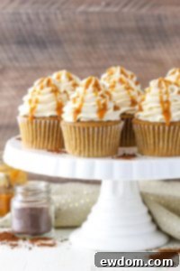Caramel Mocha Cupcakes - a coffee flavored cupcake, caramel frosting and caramel drizzle | by Lindsay Conchar for TheCakeBlog.com