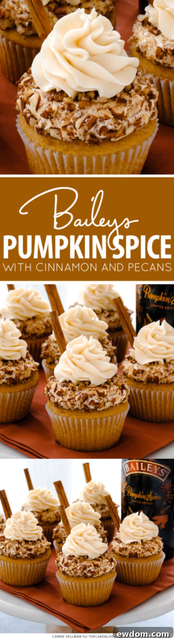 Delicious Baileys Pumpkin Spice Cupcakes ready for serving | by Carrie Sellman for TheCakeBlog.com