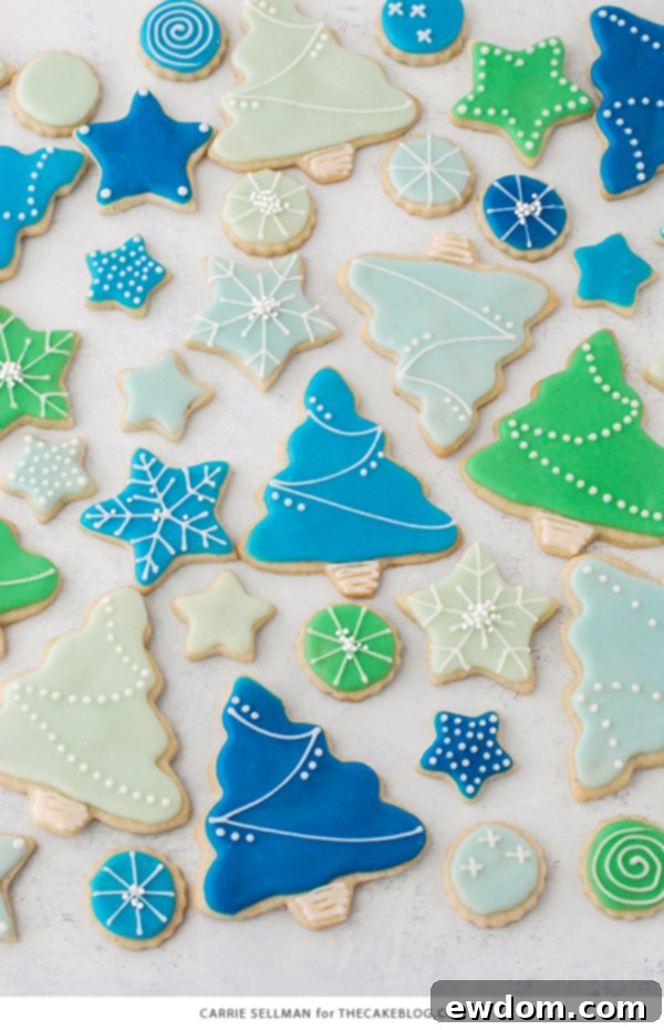 Sweet Cookie Canvas 3 Decorated Sugar Cookies - vanilla bean sugar cookies with a simple glaze icing for easy yet beautiful Christmas cookies | by Carrie Sellman for TheCakeBlog.com