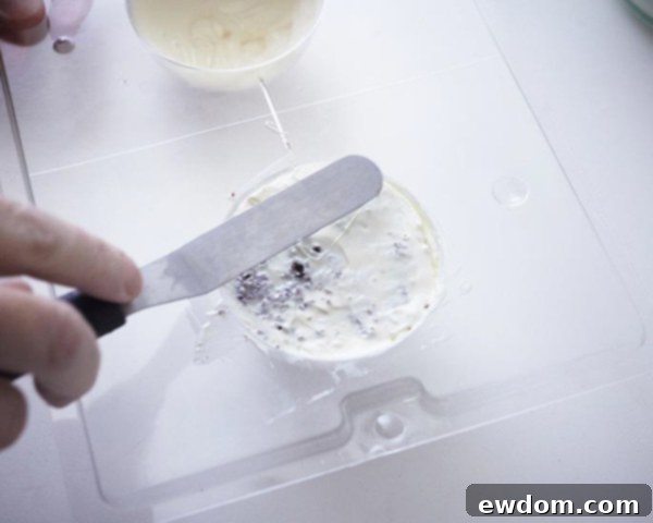 Thin layer of coating sealing the back of the ornament cakes