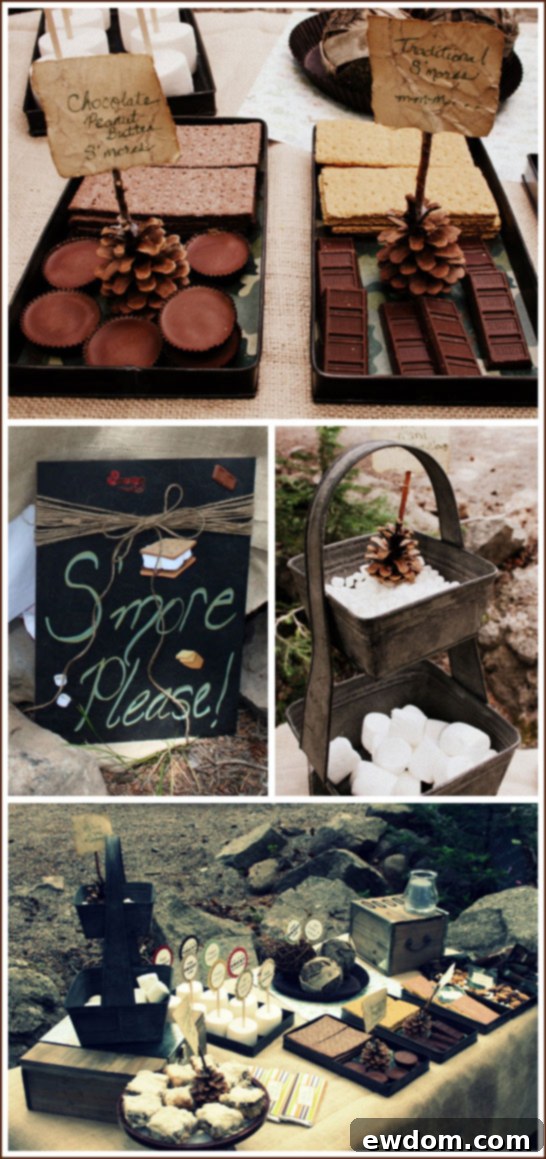Inspiring S'mores Campout Birthday Party Decor and Treats Rustic S'mores Camp Out Birthday Party Setup with Creative Decorations