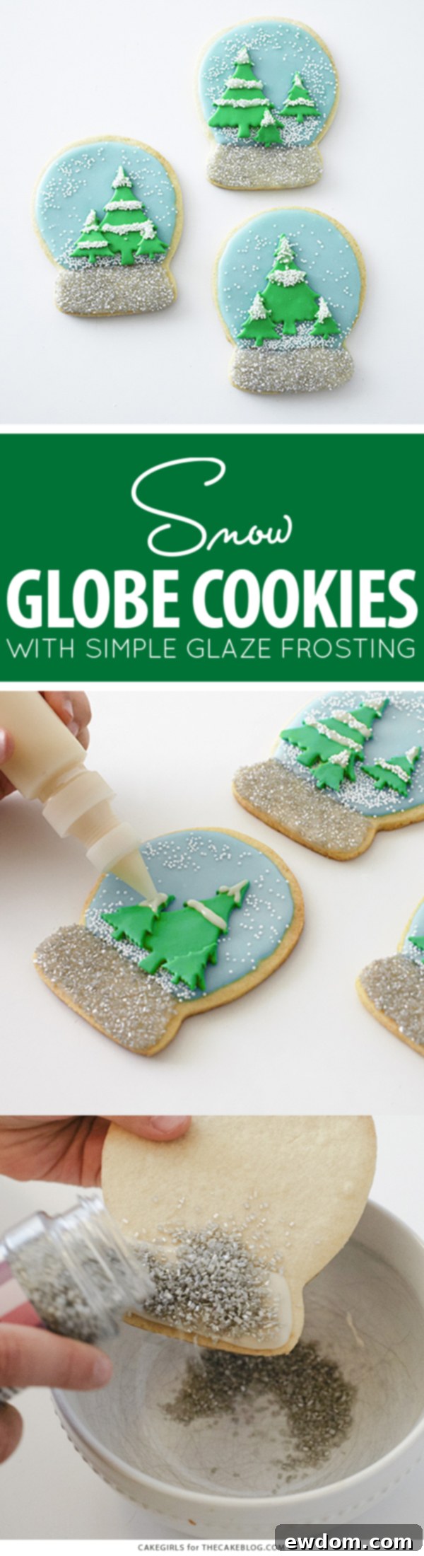 Sparkling Snow Globe Cookies - Elegantly decorated sugar cookies for the holidays, a signature creation by Cakegirls for TheCakeBlog.com