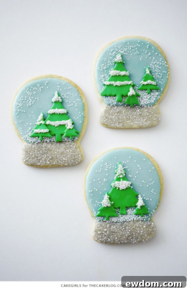 Snow Globe Cookies - Exquisitely decorated sugar cookies for the holidays, a festive creation by Cakegirls for TheCakeBlog.com
