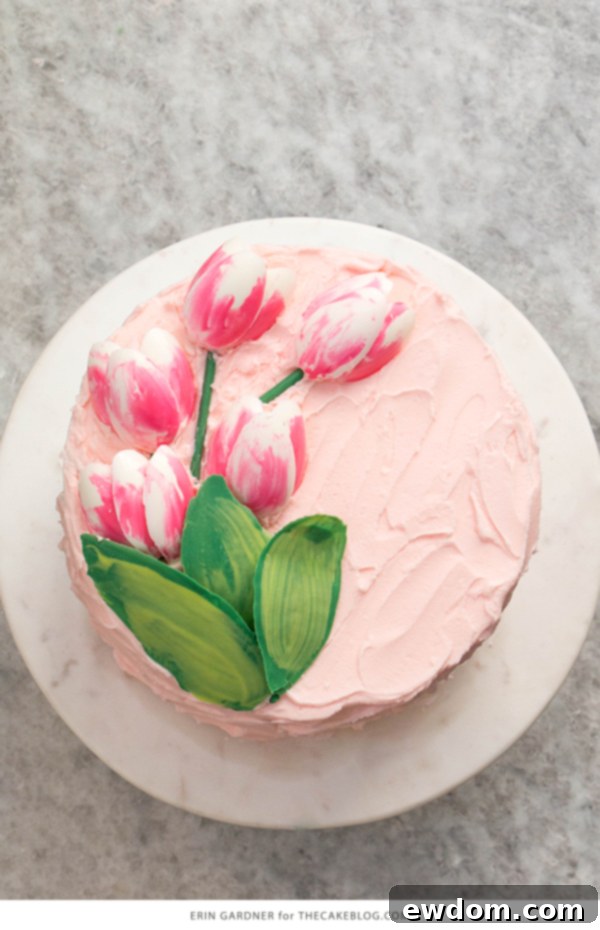These beautiful chocolate tulips are ideal for spring holidays, Mother's Day, Easter, bridal, and baby showers, offering versatile cake decor.