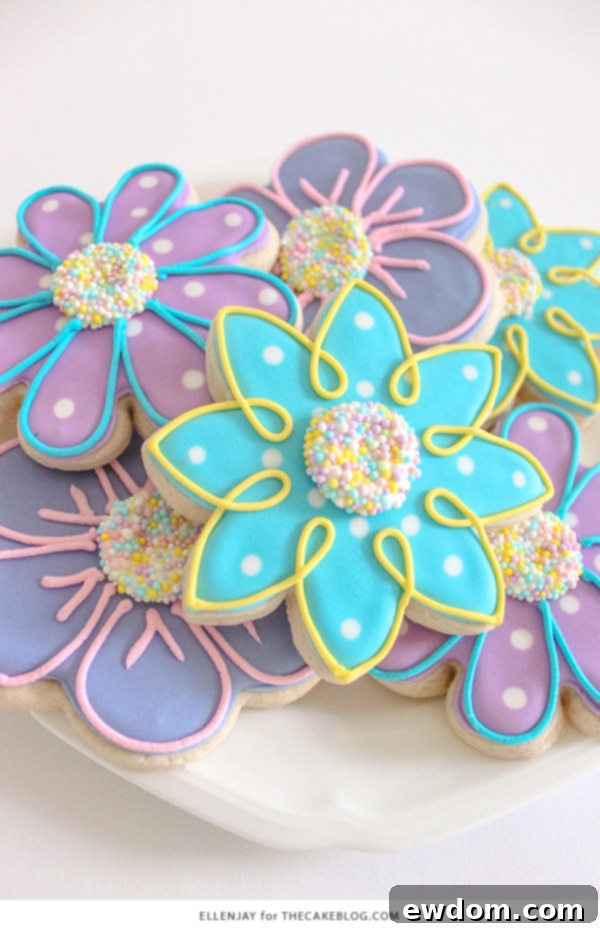 Stunning Flower Sugar Cookies for Spring | Detailed Tutorial by ellenJAY for TheCakeBlog.com