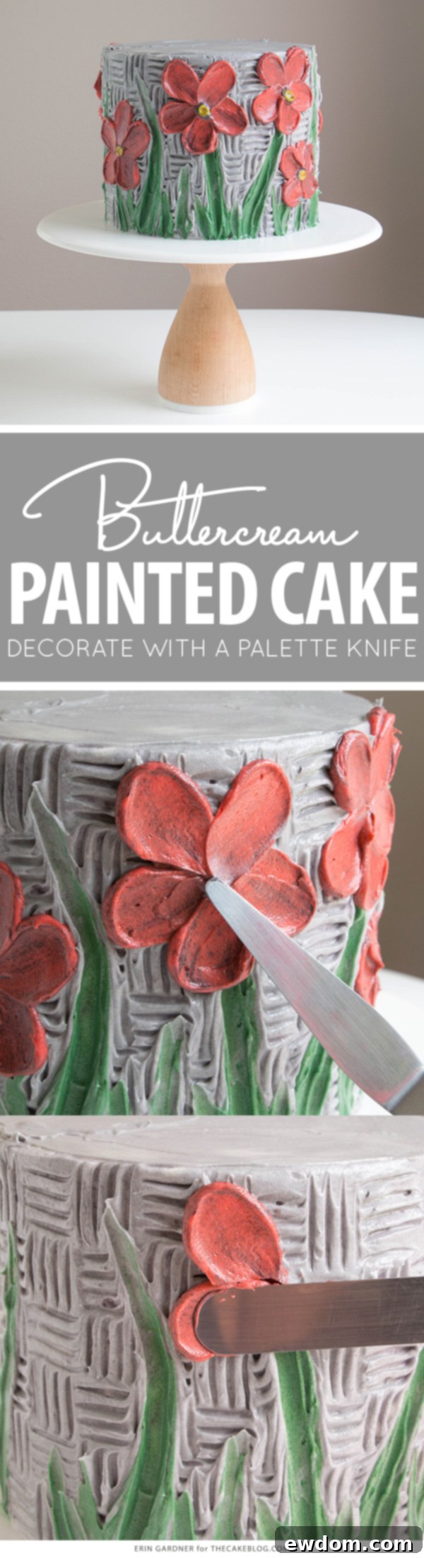 Buttercream Palette Knife Painted Cake - how to paint a cake using buttercream frosting, a spatula and an oil painting technique | by Erin Gardner for TheCakeBlog.com