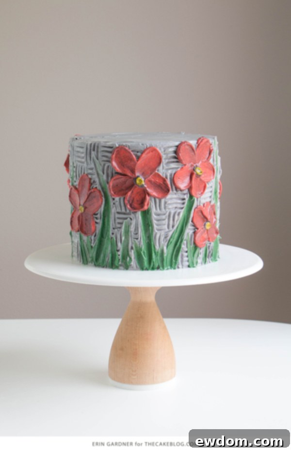 Buttercream Palette Knife Painted Cake - learn to paint cakes with buttercream, spatulas, and oil painting techniques, a tutorial by Erin Gardner for TheCakeBlog.com