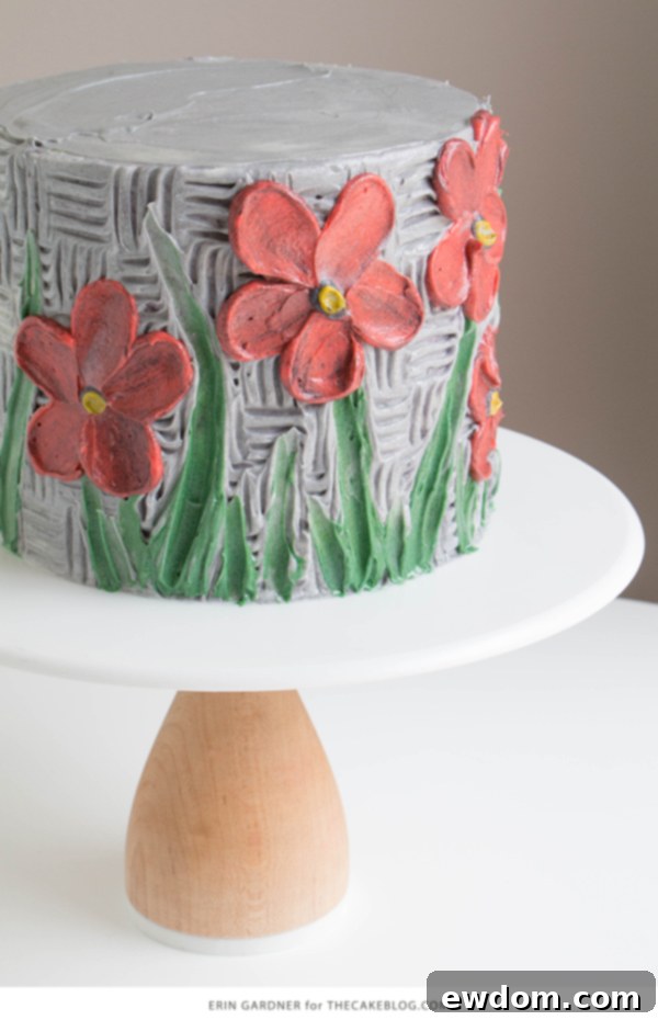 Preparation of buttercream colors for palette knife cake painting, showing a variety of hues