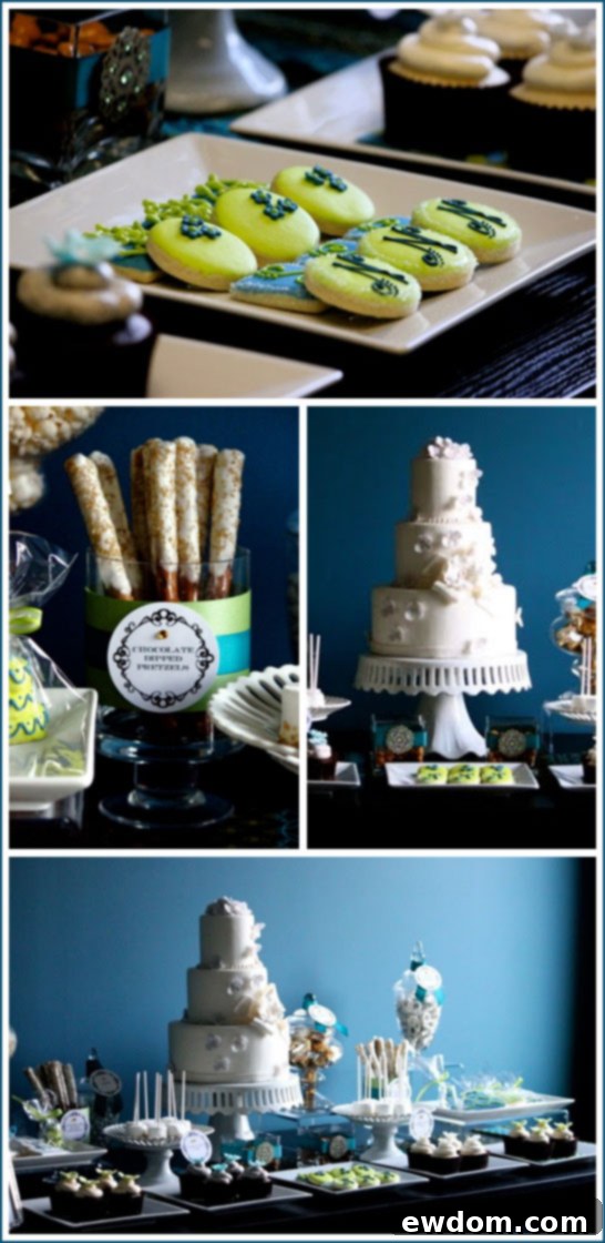 Detail of Bridal Dessert Table in Blue and Green