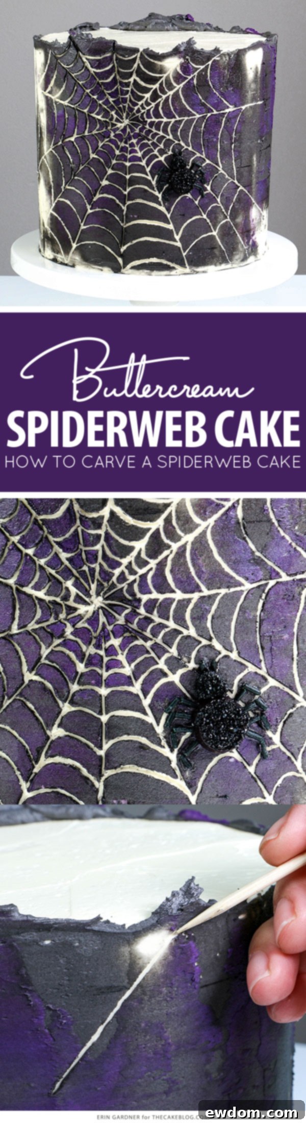 Spiderweb Cake - how to make an easy spiderweb cake with buttercream | by Erin Gardner for TheCakeBlog.com