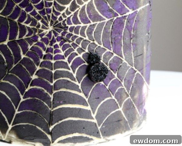 Spiderweb Cake - how to make an easy spiderweb cake with buttercream | by Erin Gardner for TheCakeBlog.com