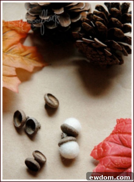 Finished DIY Felt Acorns for Decor