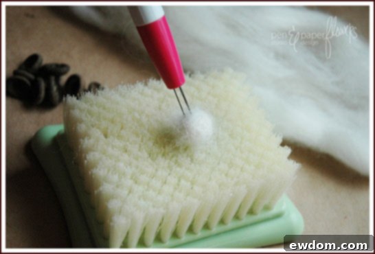 Compacting the Felt Ball for Acorn Shape