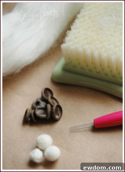 Attaching Felt Balls to Acorn Caps