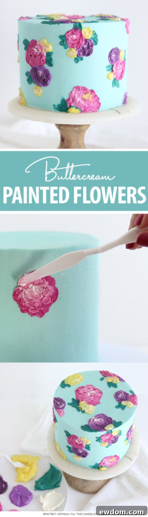 Painted Buttercream Floral Cake Design Tutorial by Whitney DePaoli