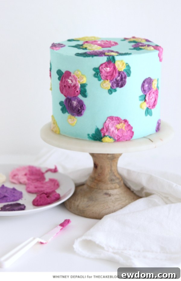 Stunning Painted Buttercream Flower Cake with Palette Knife Art