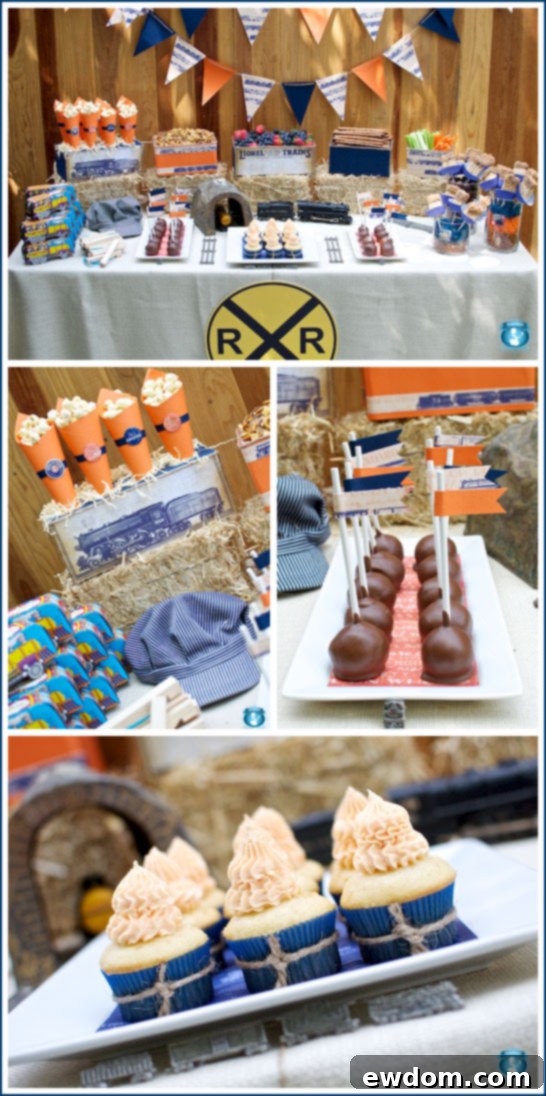 Train Birthday Party in Blue & Orange Train Birthday Party in Blue & Orange