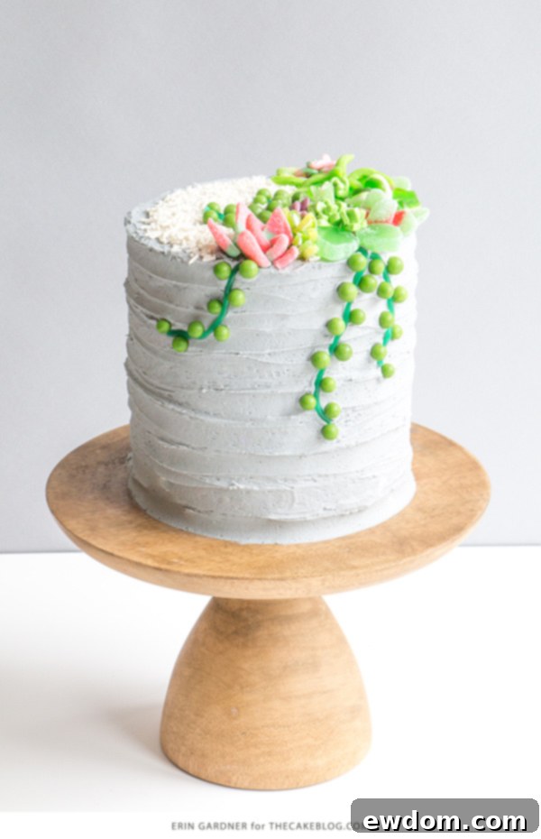 Candy Succulent Cake - how to make a succulent cake with edible candy succulents | by Erin Gardner for TheCakeBlog.com