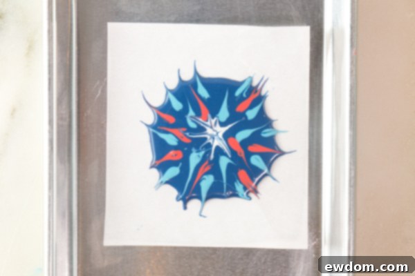 Chocolate Fireworks Cake - how to make red, white and blue fireworks out of chocolate | by Erin Gardner for TheCakeBlog.com