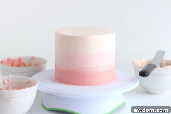 Desert Bloom Delight 12 Cactus Cake - how to make a cactus themed cake with ombrè buttercream, edible sand and piped buttercream cacti | by Whitney DePaoli for TheCakeBlog.com