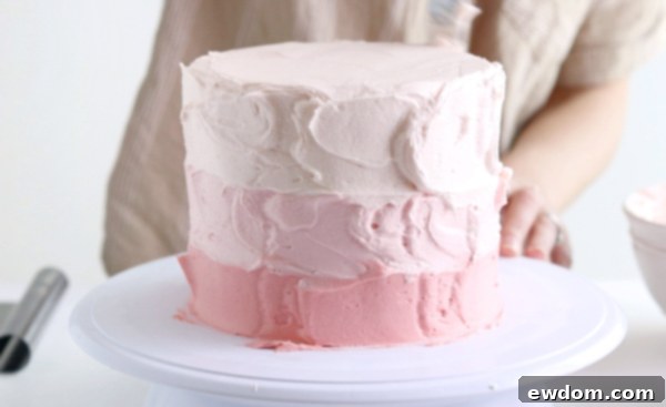 Desert Bloom Delight 10 Cactus Cake - how to make a cactus themed cake with ombrè buttercream, edible sand and piped buttercream cacti | by Whitney DePaoli for TheCakeBlog.com