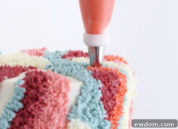 Shag Cake - how to make a fuzzy textured cake inspired by 70's shag carpet | by Whitney DePaoli for TheCakeBlog.com