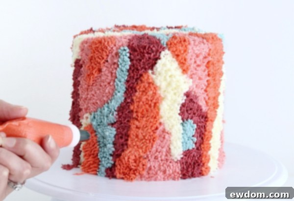 Shag Cake - how to make a fuzzy textured cake inspired by 70's shag carpet | by Whitney DePaoli for TheCakeBlog.com