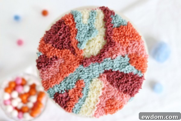 Shag Cake - how to make a fuzzy textured cake inspired by 70's shag carpet | by Whitney DePaoli for TheCakeBlog.com