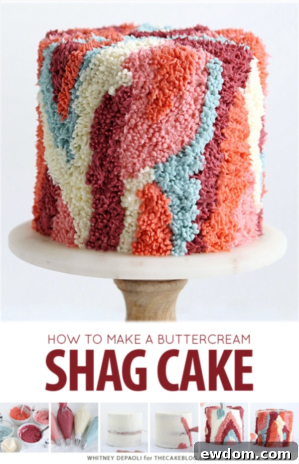 Shag Cake - how to make a fuzzy textured cake inspired by 70's shag carpet | by Whitney DePaoli for TheCakeBlog.com