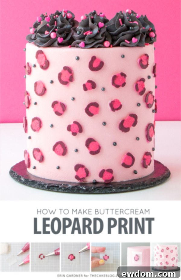 Chic Leopard Buttercream 3 Stunning pink leopard print buttercream cake on display