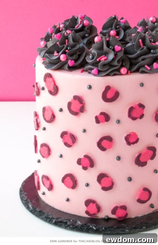 Chic Leopard Buttercream 5 Tools and supplies laid out for making a leopard print buttercream cake