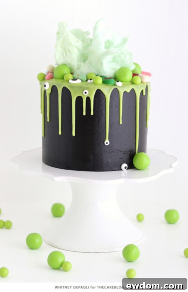 Sorceress's Potion Cake 20 Another beautiful shot of the finished Witch Cauldron Cake with detailed decorations