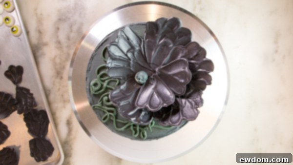 Gazing Chocolate Blossom 15 Chocolate Eyeball Flower - how to make a creepy black chocolate flower with an edible eyeball center | by Erin Gardner for TheCakeBlog.com