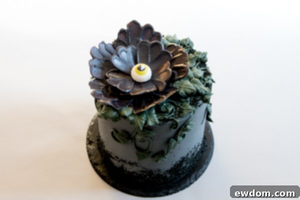 Gazing Chocolate Blossom 19 Chocolate Eyeball Flower - how to make a creepy black chocolate flower with an edible eyeball center | by Erin Gardner for TheCakeBlog.com