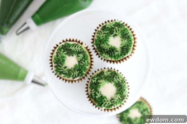 Festive Wreath Cupcakes 19 Four beautifully finished pine sprig wreath cupcakes