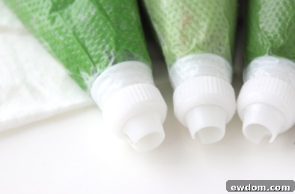 Festive Wreath Cupcakes 8 Collection of piping bags, tips, and couplers for buttercream decorating