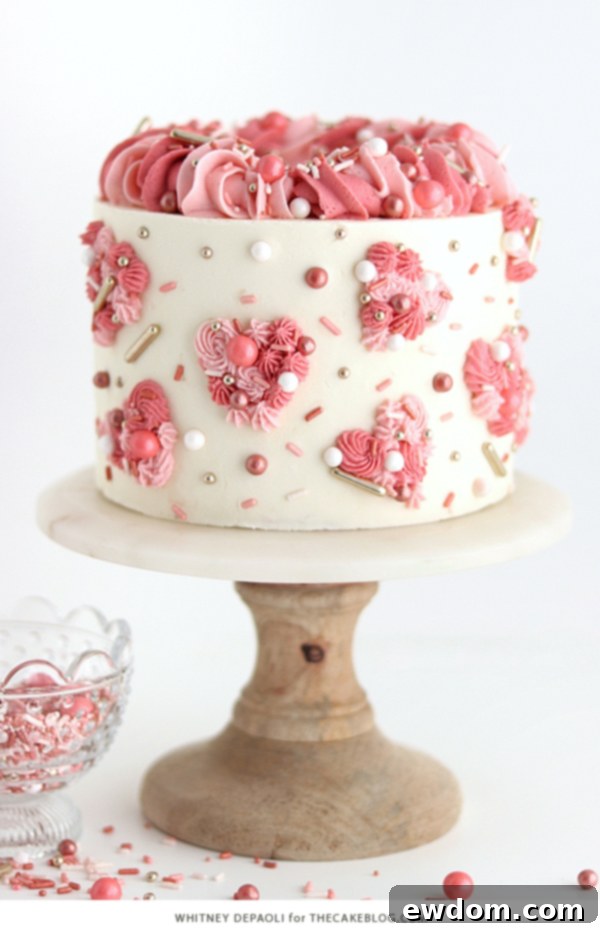 Piped Hearts Valentine's Cake | by Whitney DePaoli for TheCakeBlog.com