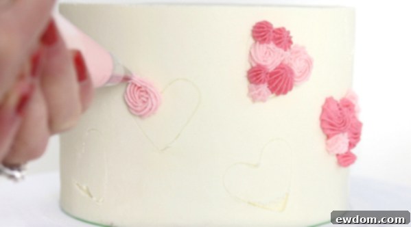 Piped Hearts Valentine's Cake | by Whitney DePaoli for TheCakeBlog.com