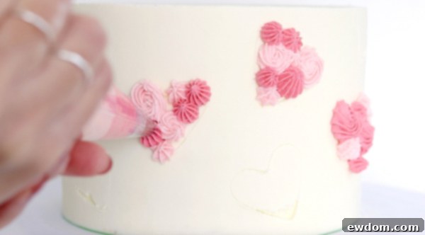 Piped Hearts Valentine's Cake | by Whitney DePaoli for TheCakeBlog.com