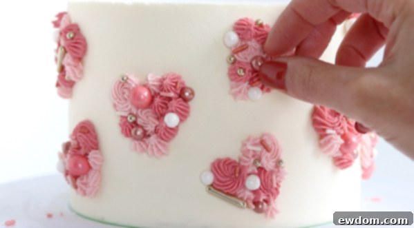 Piped Hearts Valentine's Cake | by Whitney DePaoli for TheCakeBlog.com