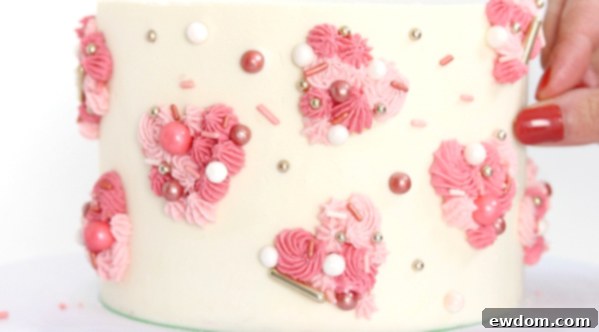 Piped Hearts Valentine's Cake | by Whitney DePaoli for TheCakeBlog.com