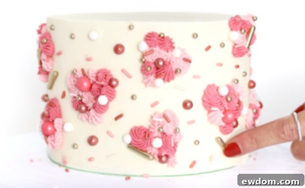 Piped Hearts Valentine's Cake | by Whitney DePaoli for TheCakeBlog.com