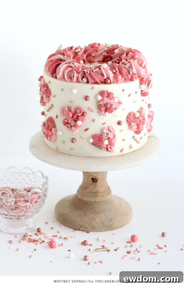 Piped Hearts Valentine's Cake | by Whitney DePaoli for TheCakeBlog.com
