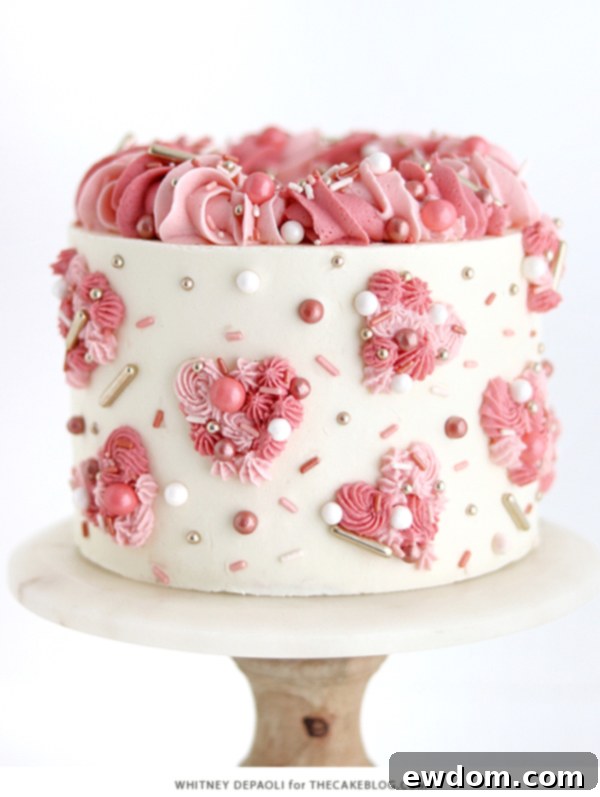 Piped Hearts Valentine's Cake | by Whitney DePaoli for TheCakeBlog.com