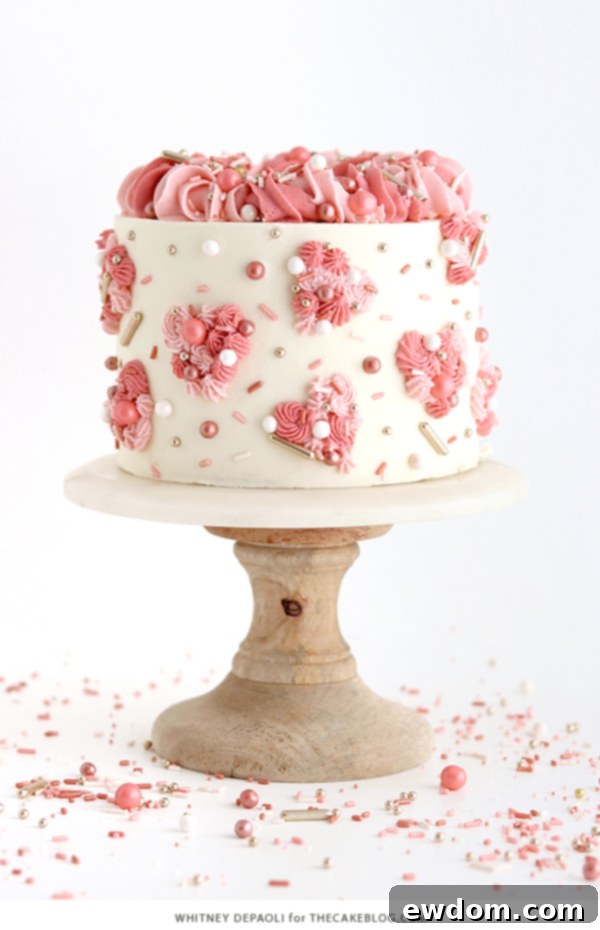 Piped Hearts Valentine's Cake | by Whitney DePaoli for TheCakeBlog.com